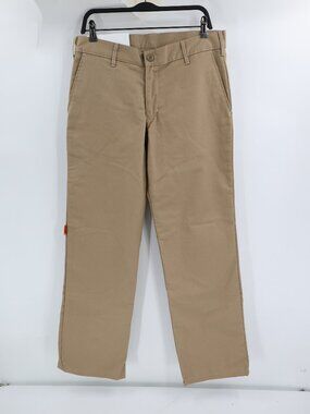 NWT Thrive Pants Mens 34 Kneeped Uniform Workwear Straight Leg Flat Front Tan